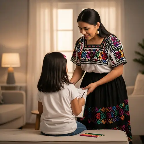 Heartwarming Moment: Hispanic Mother Lovingly Watches Her Daughter