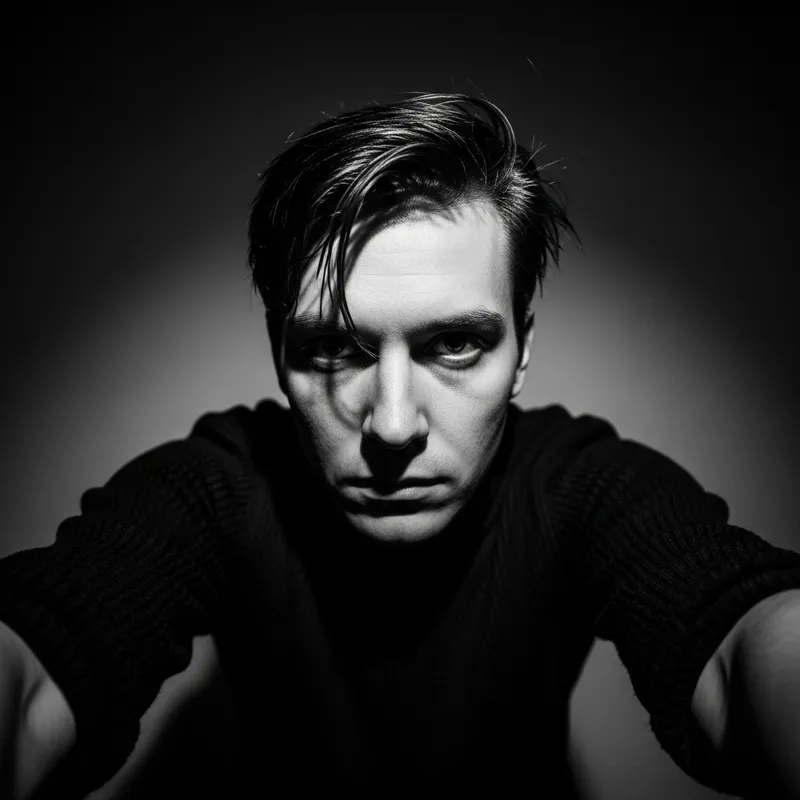 Introspective Psychological Self-Portrait in Gritty Monochrome