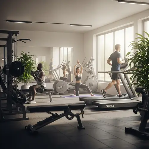 Calming Gym Scene: Organized Space with Fitness Enthusiasts