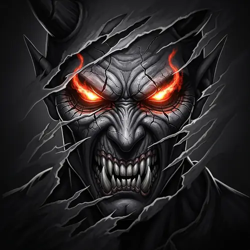 Rugged Demon Face - Fearsome and Potent Presence