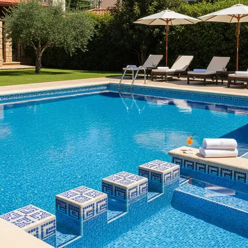 Luxurious Sparkling Blue Pool | High-End Patio & Greenery