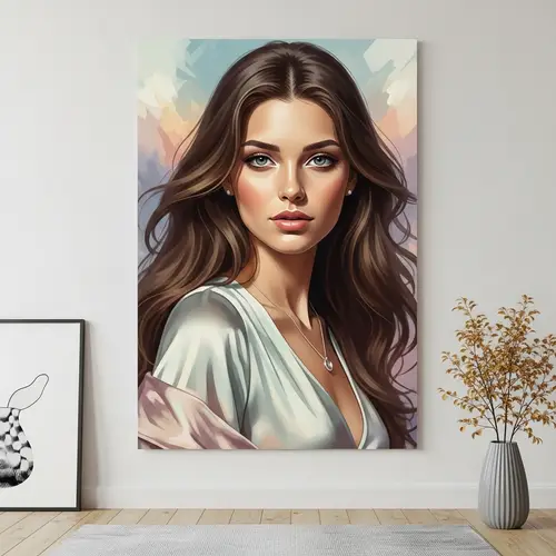 Romantic Art of Beautiful Woman | Pastel Colored Dress