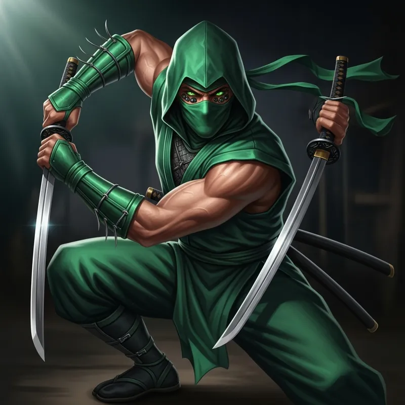 Emerald Ninja Spiderman with Katana Swords | Stealthy Character Emerald Ninja Spiderman with Katana Swords | Stealthy Character