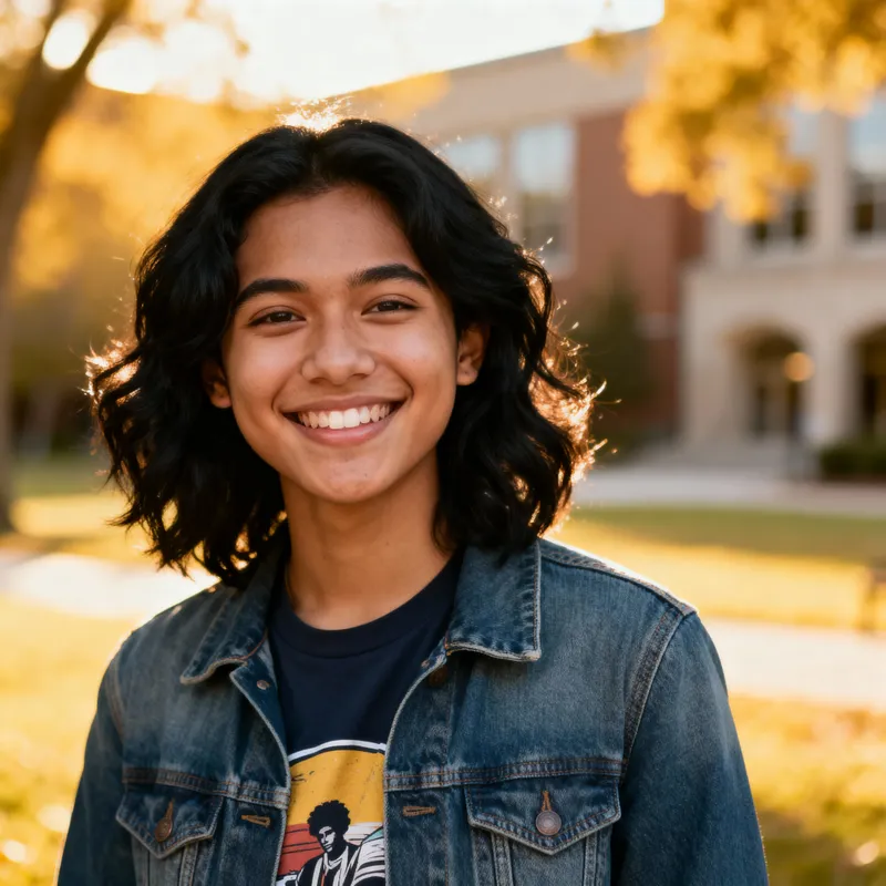 Diverse Student Portrait: Smile of Ambition