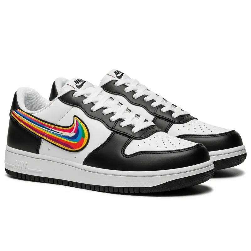 Vibrant Swoosh Design Sneakers - Bold and Colorful Choice