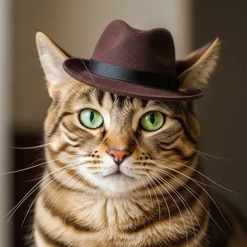 Detailed Image of Feline Wearing Hat