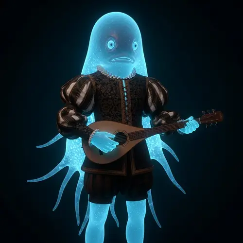 Enchanting Spectacle: Bioluminescent Amoeba in Medieval Attire