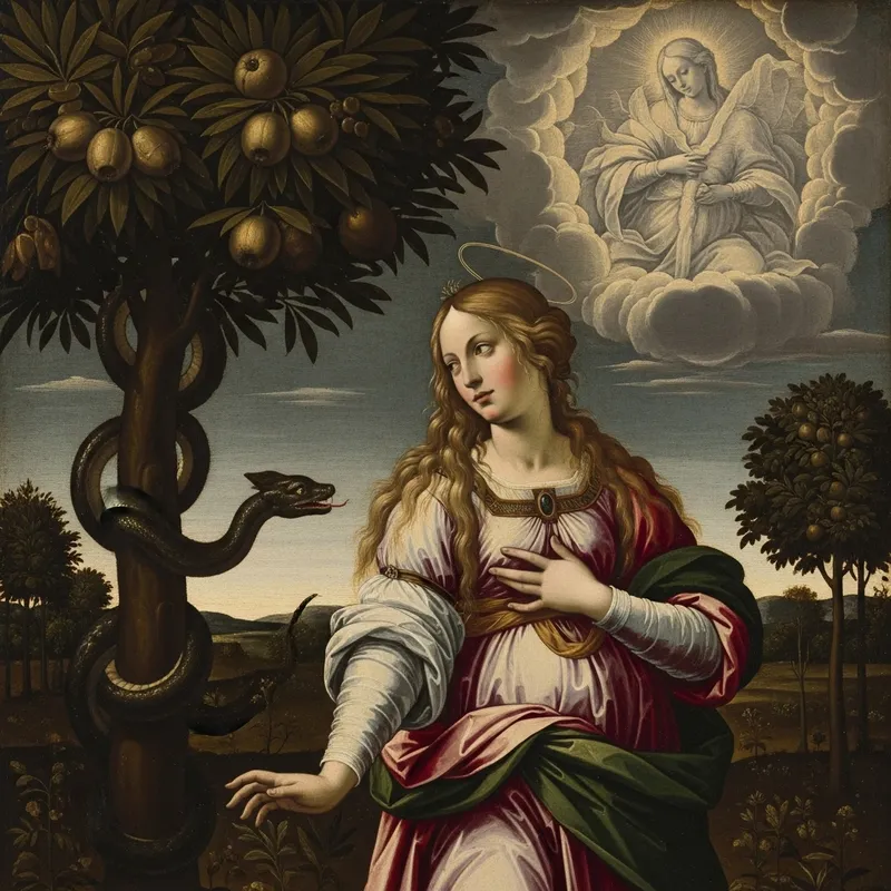 Eve and the Tempting Serpent with Immaculate Conception