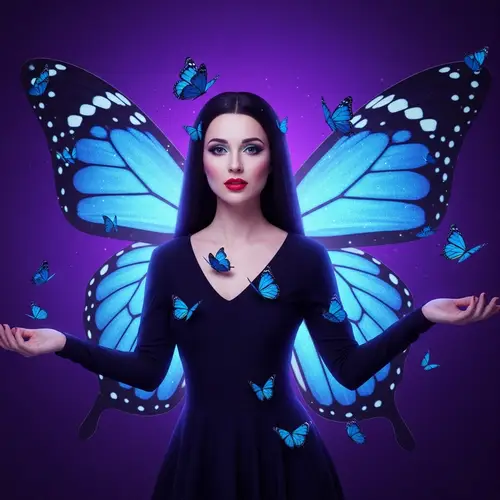 Radiant Butterfly Girl: Enchanting Solo Portrait in High Resolution