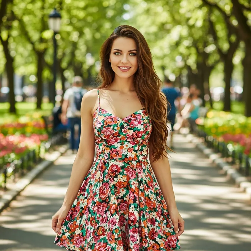 Stylish Summer Fashion | Beautiful Curvy Woman Outdoors