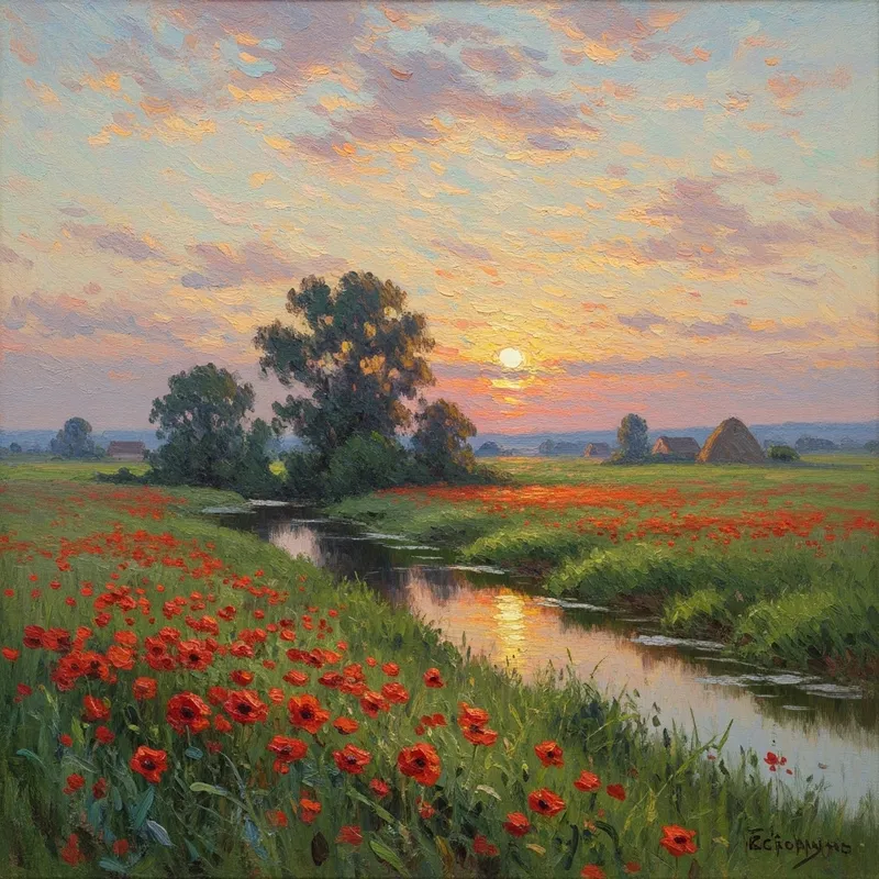Peaceful Impressionist Landscape Inspired by Claude Monet
