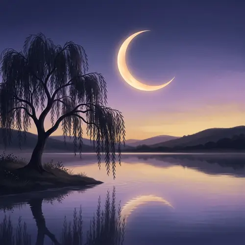 Soothing iPhone Wallpaper with Crescent Moon at Dusk