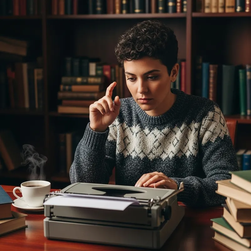 Hispanic Author Engaged in Deep Reflection | Writing Inspiration