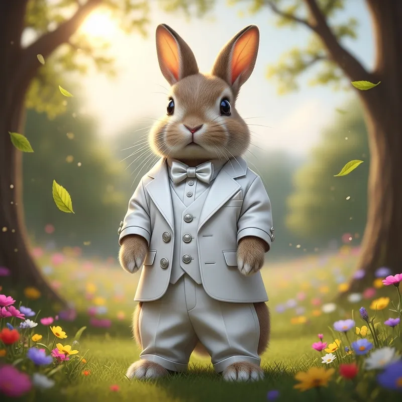 Elegant White Suit Rabbit | Exquisite Bunny Fashion