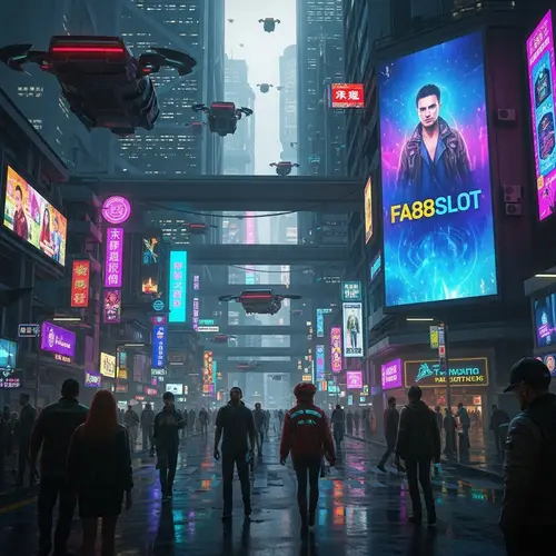FA88SLOT: Futuristic Cyberpunk Cityscape