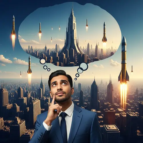 Futuristic South Asian Male Lost in Thought | Science Fiction Fantasy