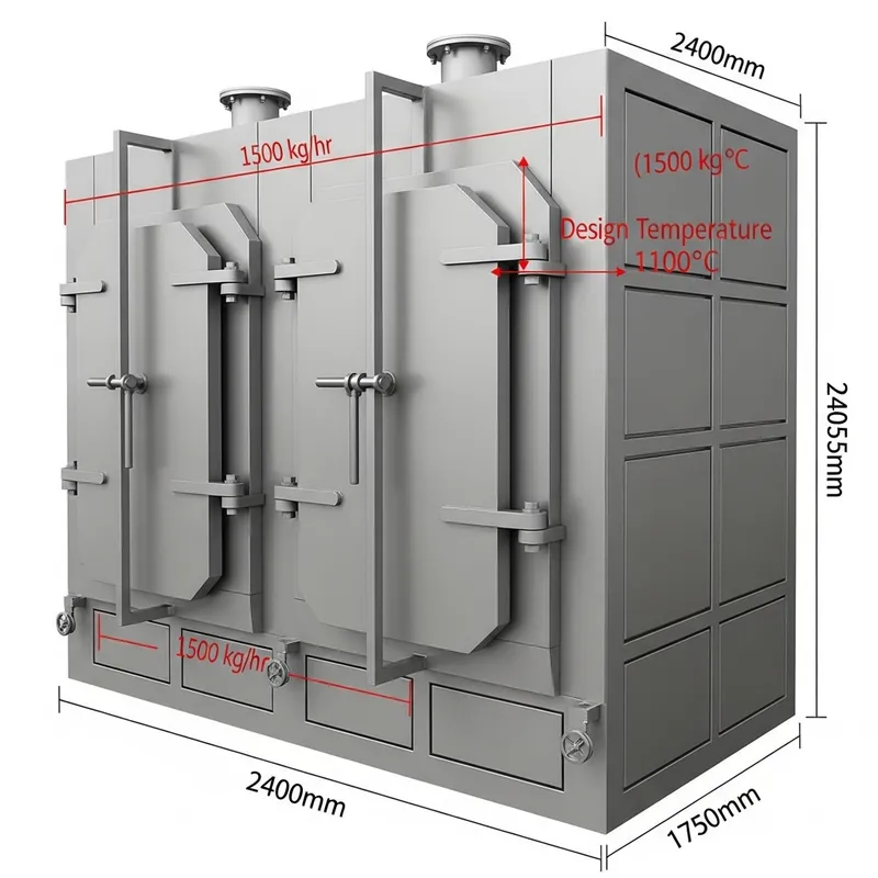 Robust Double Chamber Oil Heating Furnace | 1500 kg/hr Capacity Robust Double Chamber Oil Heating Furnace | 1500 kg/hr Capacity