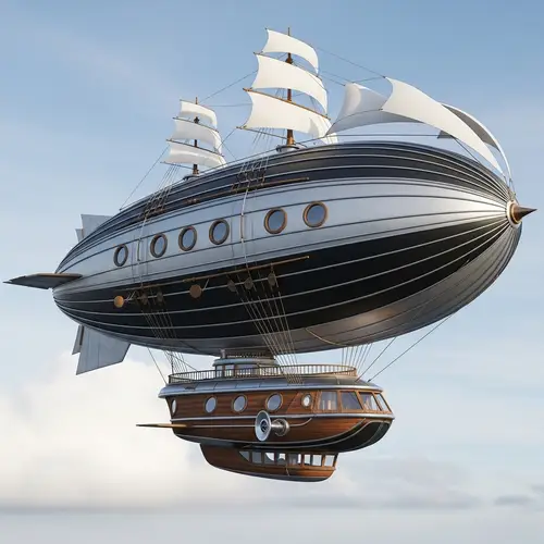 Stylishly Designed Airship with Vintage & Modern Aesthetics