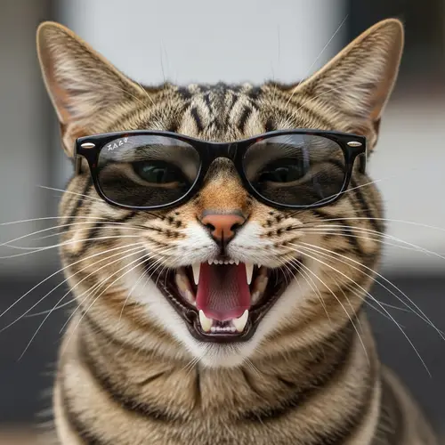 Cool Cat Wearing Sunglasses & Grinning