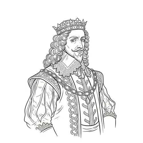 Mid-17th Century Male Public Figure in Royal Attire Drawing
