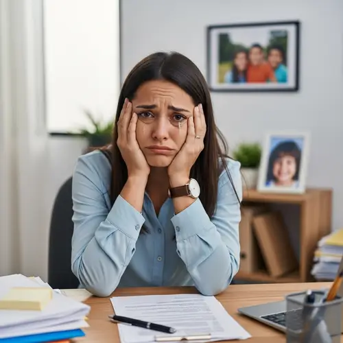 Hispanic Woman Struggling with Work-Life Balance: A Tale of Burnout & Despair