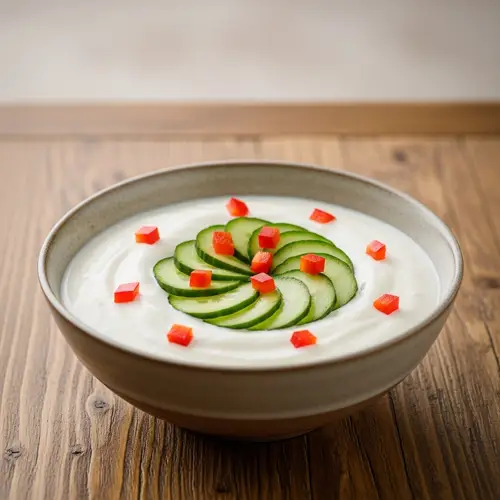 Creamy Yogurt with Cucumber and Red Bell Pepper