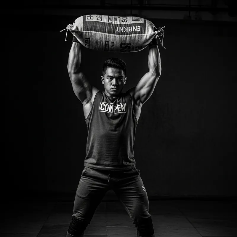 Strength and Determination: Filipino Athlete in Monochrome Action