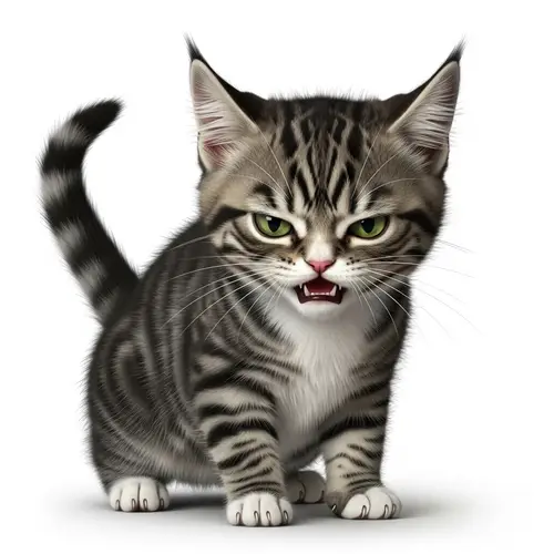 Grumpy Tabby Cat - Angry Feline with Emerald Eyes