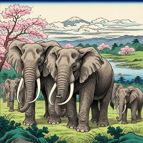 Japanese Edo Period Elephant Painting | Vibrant Colors & Detail