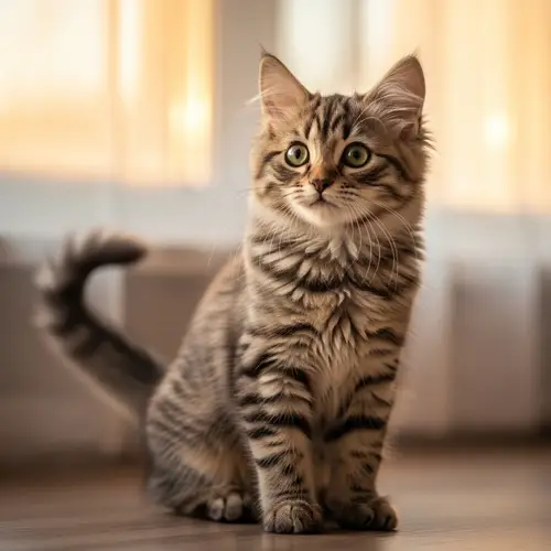 Luxurious House Cat with Green Eyes | Stunning Close-up Image