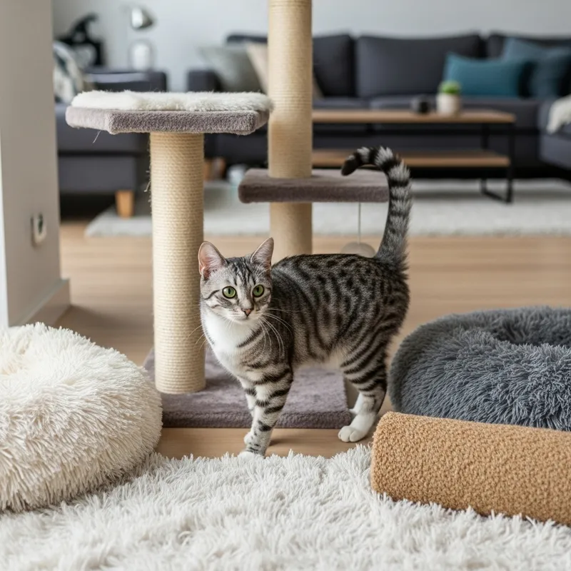 Beautiful Black and White Cat in Stylish Living Room