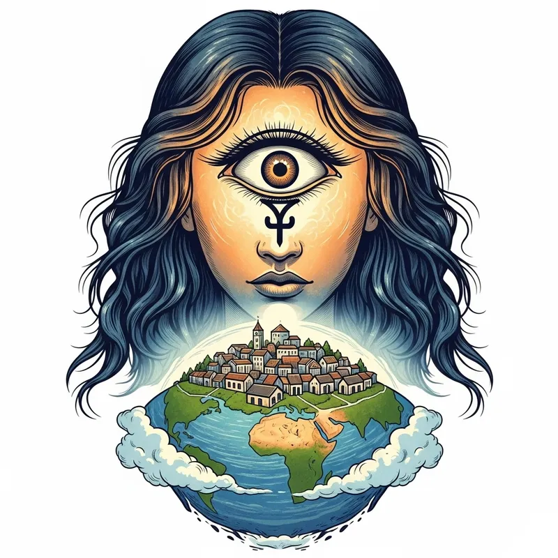 Divine Presence Overseeing Town with Thermonuclear Eye