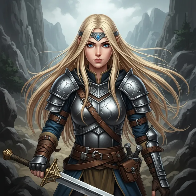 Stunning Female Warrior with Striking Blue Eyes