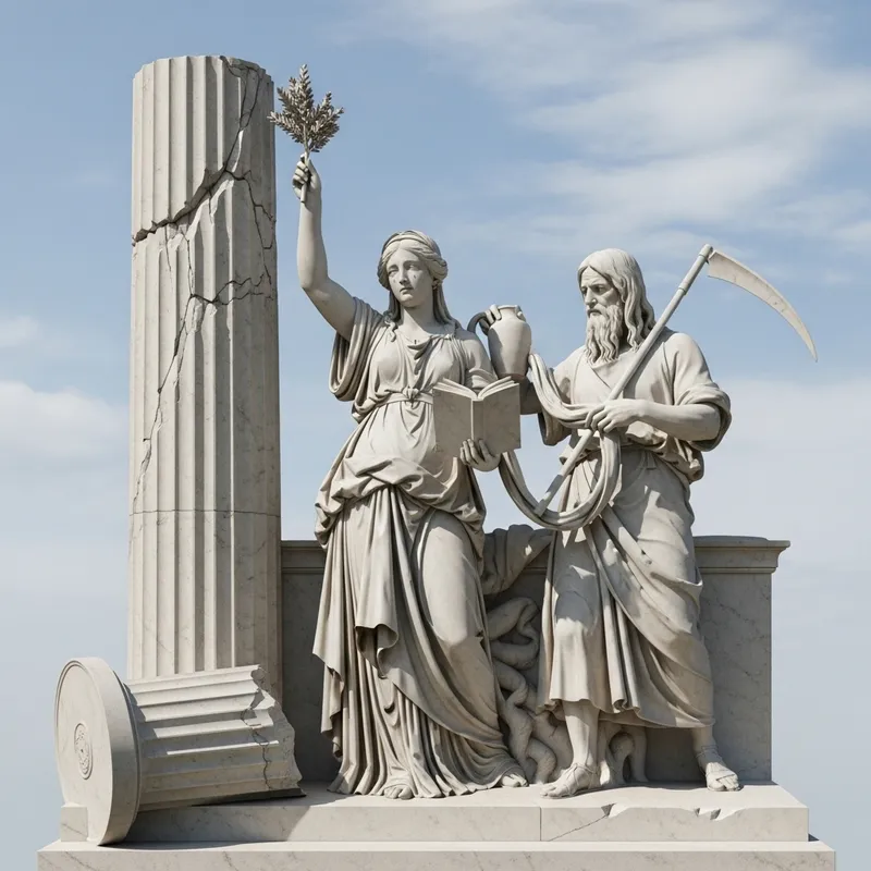 Symbolic Marble Monument depicting Grand Master Hiram Abiff's Untimely Death