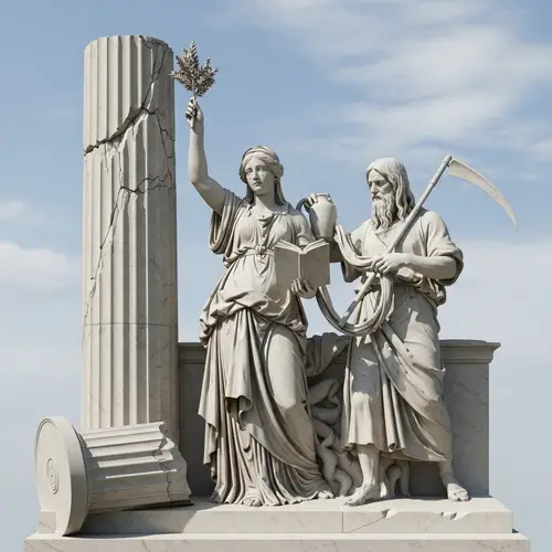 Symbolic Marble Monument: Grand Master Hiram Abiff's Untimely Death