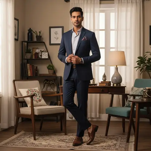 Confident South Asian Man in Stylish Semi-Formal Attire