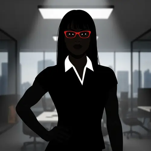 Confident Black Businesswoman Silhouette in Modern Office