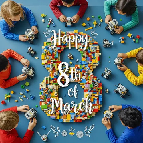 Spring Holiday Greeting: Happy 8th of March Lego Constructor Set