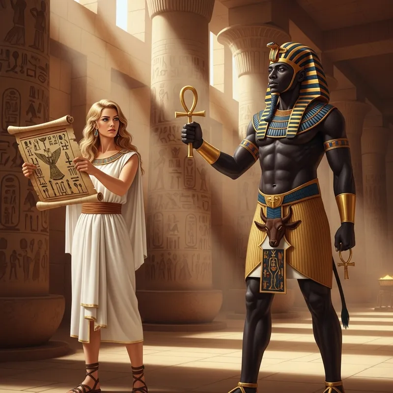 Ancient Egypt Pharaoh and Blonde Woman Scene