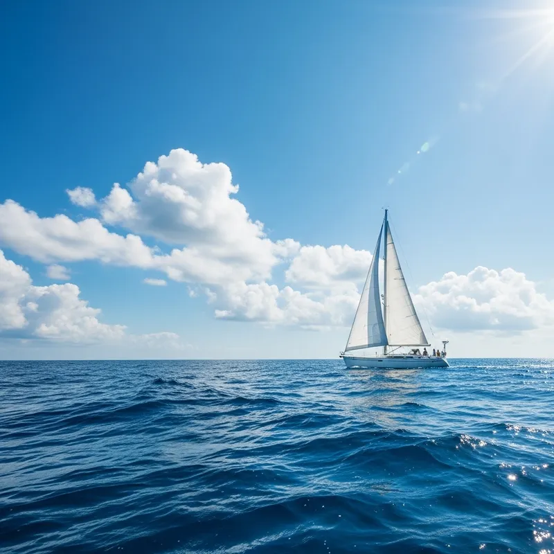 Serene Sailboat on Azure Waves - Perfect Sailing Day