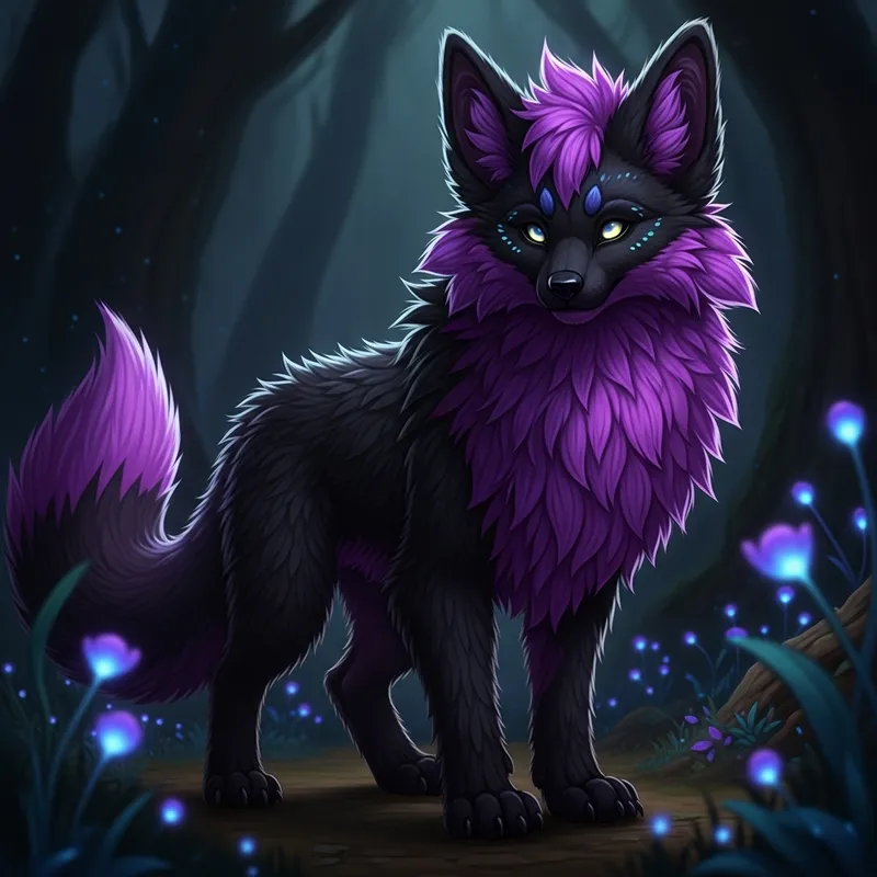 Black and Purple Furry Creature | Noir et Violet Animal