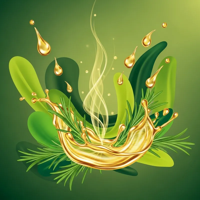Abstract Rosemary Oil Art Representation