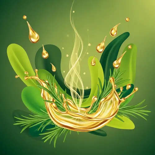 Abstract Rosemary Oil Art Representation