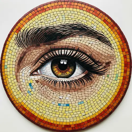 Realistic Eye Mosaic Art: Warm and Cool Colors Contrast
