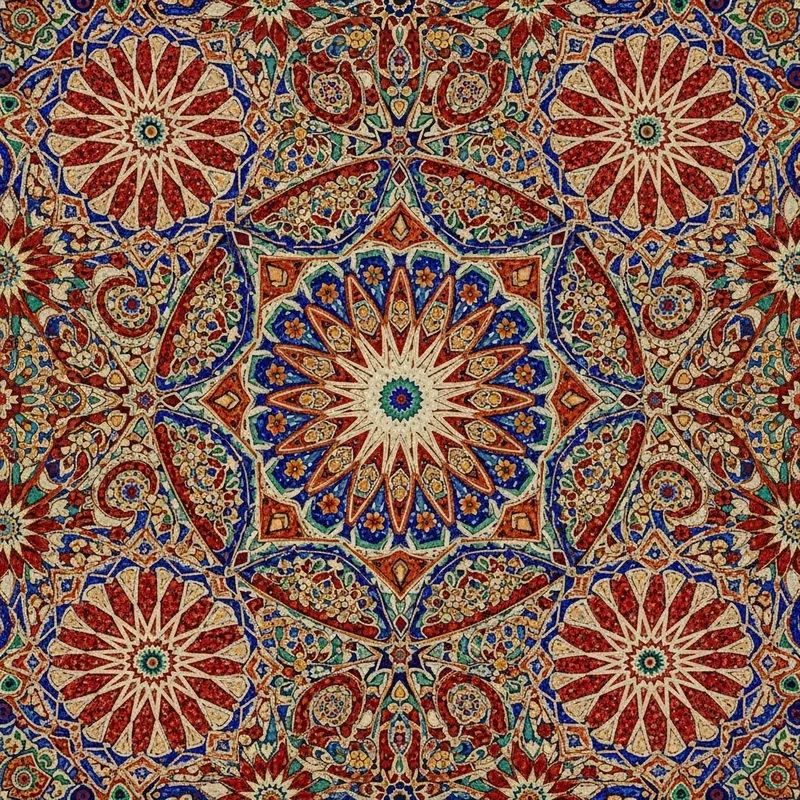 Abstract Mosaic Art: Colorful Patterns in Red, Blue, Green & Yellow