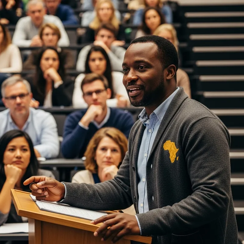 African Man Giving Lecture: Professional Insights with Unique Style