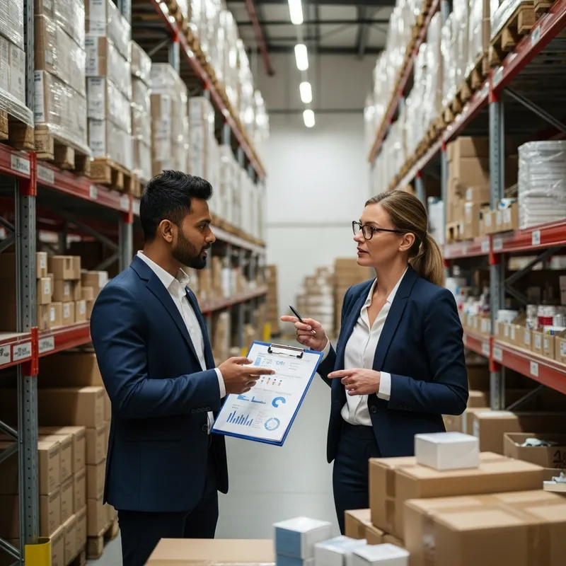 Successful Business Discussion in Warehouse
