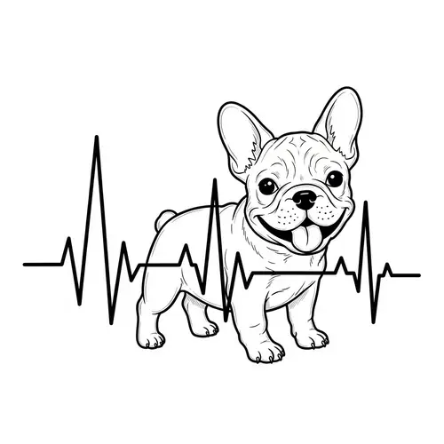 Cheerful French Bulldog Puppy Integrated into ECG Line