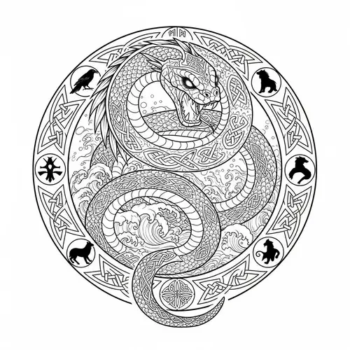 Norse Mythology Midgard Serpent Tattoo Design