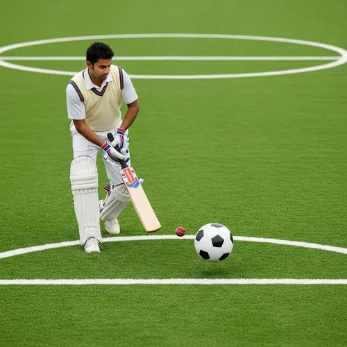 Unique Scene: Cricketer Playing Cricket in Football Ground